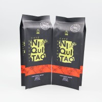 Black roasted coffee beans tea packing pouches bags with vent valve